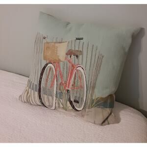 Nantucket Bicycle Pillow Textured Calming Colors